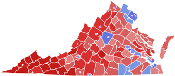 As seen on the chart, Virginia mainly consists of Republicans.