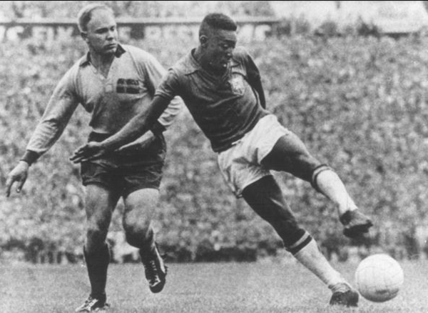 Pele at the 1958 World Cup, his first.