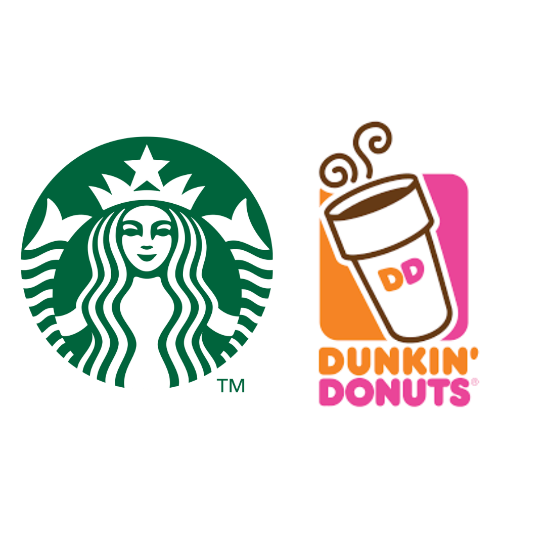 Logos of Starbucks(left) and Dunkin' Donuts(right)