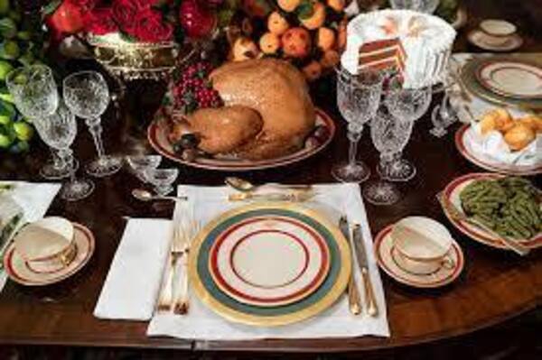 A Christmas turkey on a table for a Christmas feast.