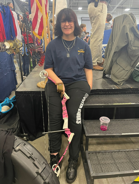 Andi Byerly, waiting to shoot at the NASP Virginia State Archery Tournament. 