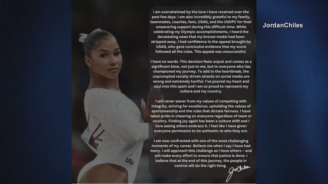 Jordan Chiles was wrongly stripped of her Olympic bronze medal amid a series of dramatic appeals.