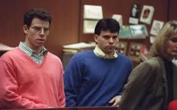 Lyle and Erik Menendez in the court room of their first trial.