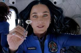 Katy Perry in outer space on the blue origin flight.