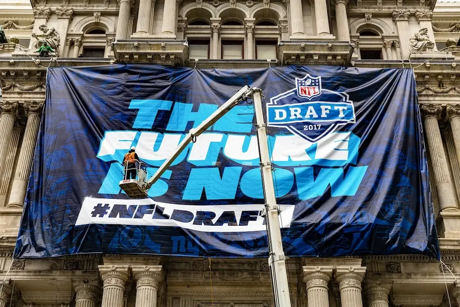 "Poster advertising the NFL Draft"