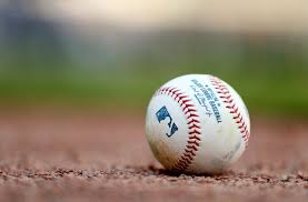 A baseball on a field