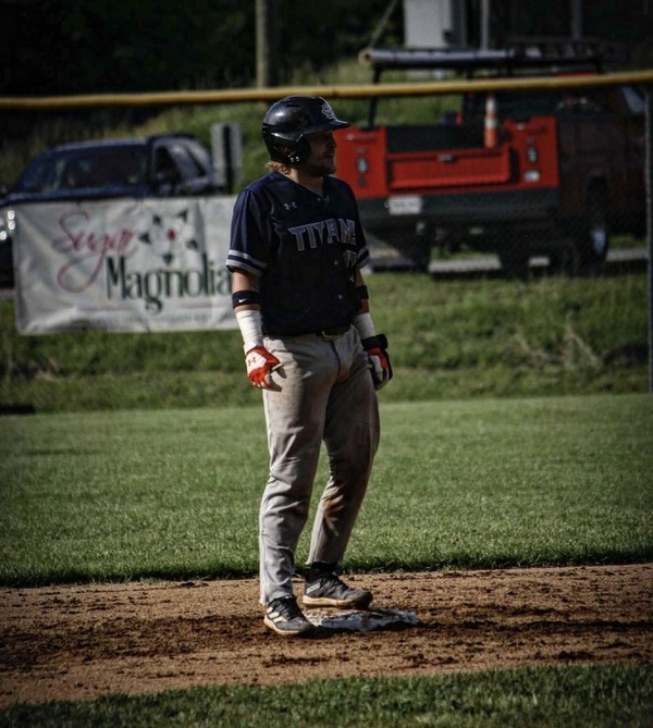Chase Pritchard playing baseball.